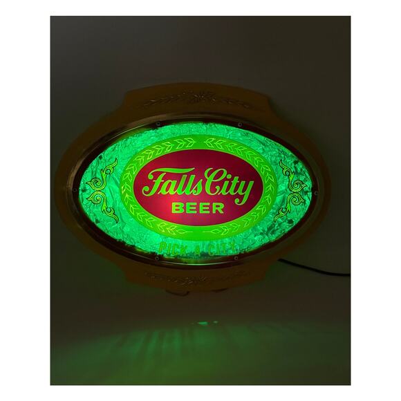 Vintage 1981 Falls City Beer Lighted Sign Oval Wall Bar Decor Pick A City - Picture 9 of 16